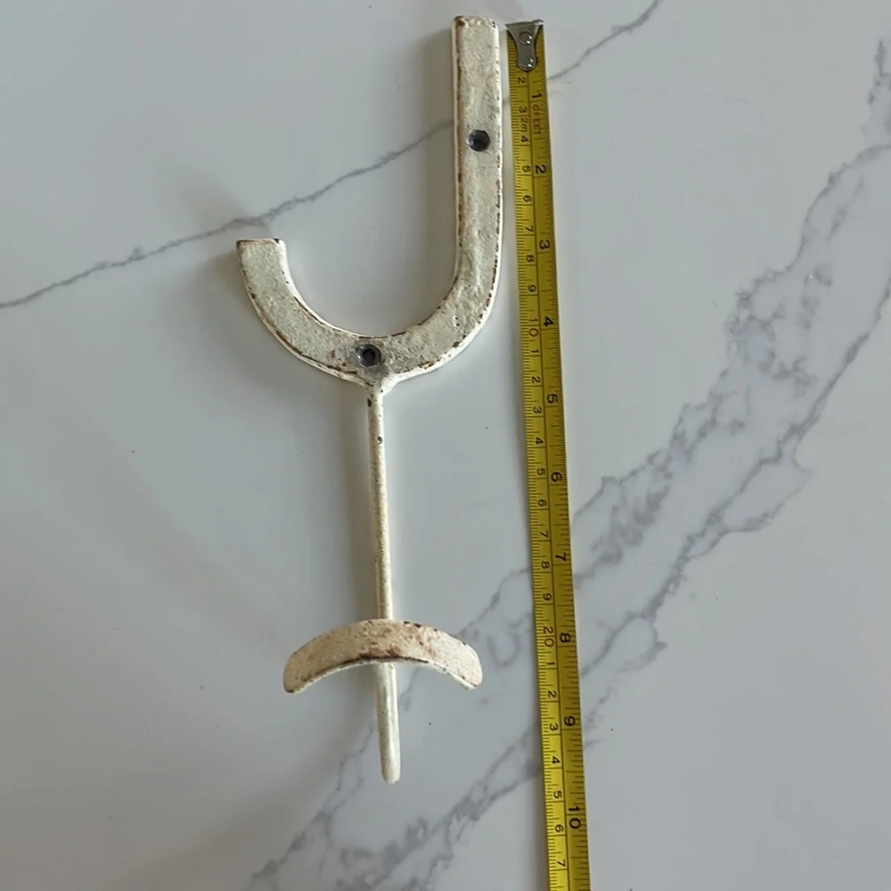 J initial chippy rusty paint metal hook vintage inspired